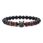 Wolf Charm Bracelets Men Natural Black Agates Onyx Stone Bracelet Brave Blue Tiger Eye Elastic 8 mm Beads Jewelry Beaded Pulsera
