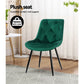 Artiss Set of 2 Starlyn Dining Chairs Kitchen Chairs Velvet Padded Seat Green