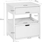 White Bedside Table with 2 Drawers