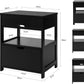 Black Bedside Table with 2 Drawers