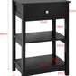Black Bedside Table with 1 Drawer and 2 Shelves
