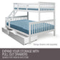 Kingston Slumber 2in1 Double Single Bunk Bed Kids Solid Timber Pine Beds Children Bedroom Furniture
