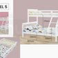 Kingston Slumber 2in1 Double Single Bunk Bed Kids Solid Timber Pine Beds Children Bedroom Furniture