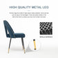 AADEN 2x Velvet Dining chairs with Metal Legs-Blue