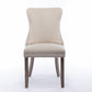 2x Velvet Upholstered Dining Chairs Tufted Wingback Side Chair with Studs Trim Solid Wood Legs for Kitchen