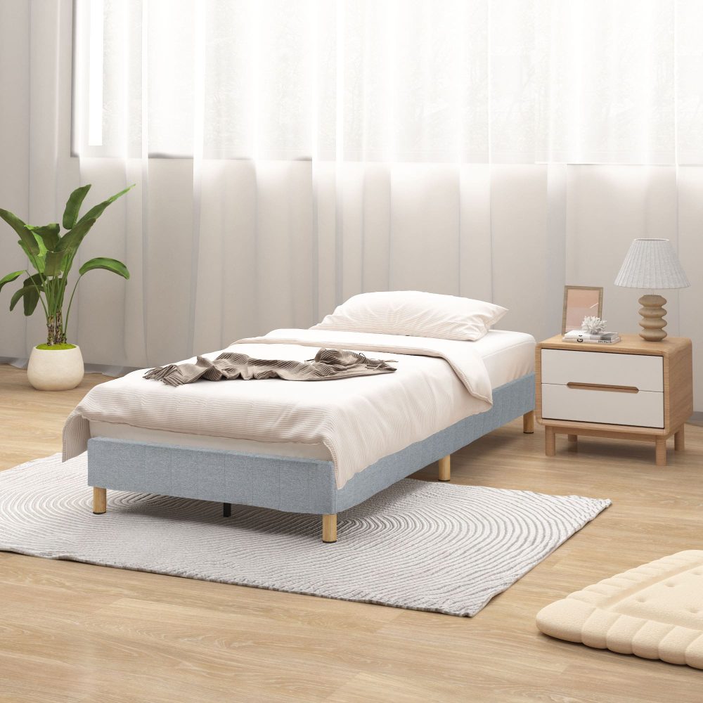 Metal Bedframe Mattress Foundation (Light Grey) – Queen