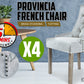 La Bella 4 Set Grey French Provincial Dining Chair Amour Oak Leg