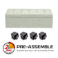La Bella 102cm Light Green Storage Ottoman Stool Fabric