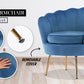 La Bella Shell Scallop Navy Blue Armchair Lounge Chair Accent Velvet