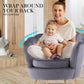 La Bella Shell Scallop Grey Armchair Accent Chair Velvet + Round Ottoman Footstool