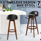 La Bella 2 Set 72cm Black Brown Wooden Bar Stool Leila Leather