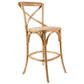Aster Crossback Bar Stools Dining Chair Solid Birch Timber Rattan Seat - Oak