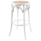 Aster Round Bar Stools Dining Stool Chair Solid Birch Timber Rattan Seat White