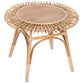 Holly 65cm Round Side Table Mango Wood Top Rattan Frame - Natural