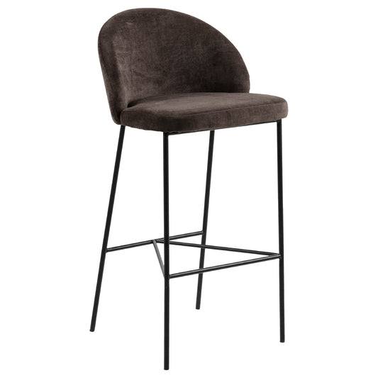Nelson Barstool Brown Fabric Steel Black Legs