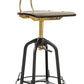 Industrial Wooden Height Adjustable Swivel Bar Stool Chair with Back - Gold Black