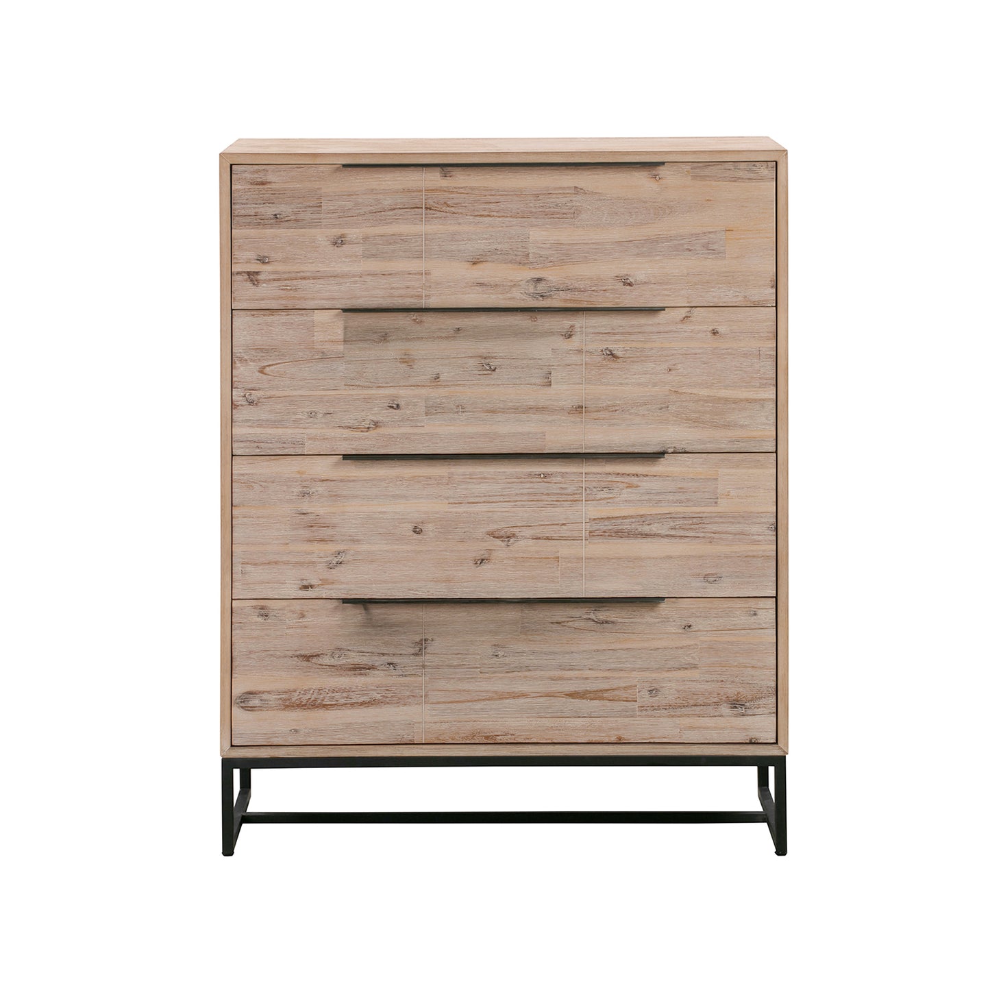 5 Pieces Bedroom Suite made in Solid Wood Acacia Veneered King Size Oak Colour Bed, Bedside Table, Tallboy & Dresser