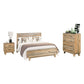 4 Pieces Bedroom Suite Queen Size in Solid Wood Antique Design Light Brown Bed, Bedside Table & Tallboy