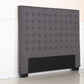 Bed Head Queen Charcoal Headboard Upholstery Fabric Tufted Buttons