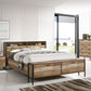 Queen Size Storage Bed Farme in Oak Colour with Particle Board Contraction and Metal Legs