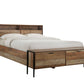 Queen Size Storage Bed Farme in Oak Colour with Particle Board Contraction and Metal Legs