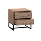 Bedside Table 2 drawers Side Table Solid Acacia Wood Veneered in Tea Colour