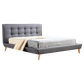 Queen Linen Fabric Deluxe Bed Frame Grey
