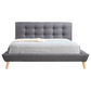 Queen Linen Fabric Deluxe Bed Frame Grey