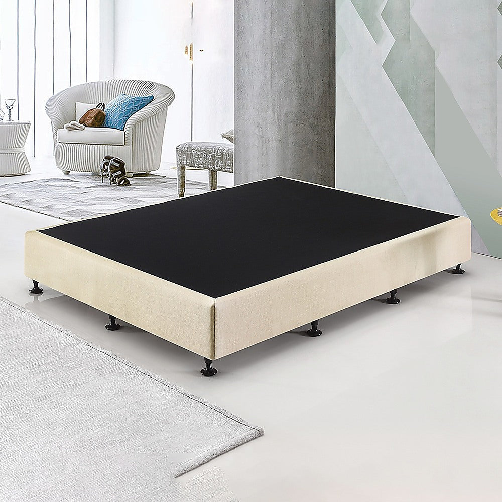 Palermo Queen Ensemble Bed Base Platinum Natural Sand Linen Fabric