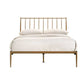 Metal Bed Frame Base Platform in Gold Queen Mid Century Timber Slat