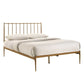 Metal Bed Frame Base Platform in Gold Queen Mid Century Timber Slat